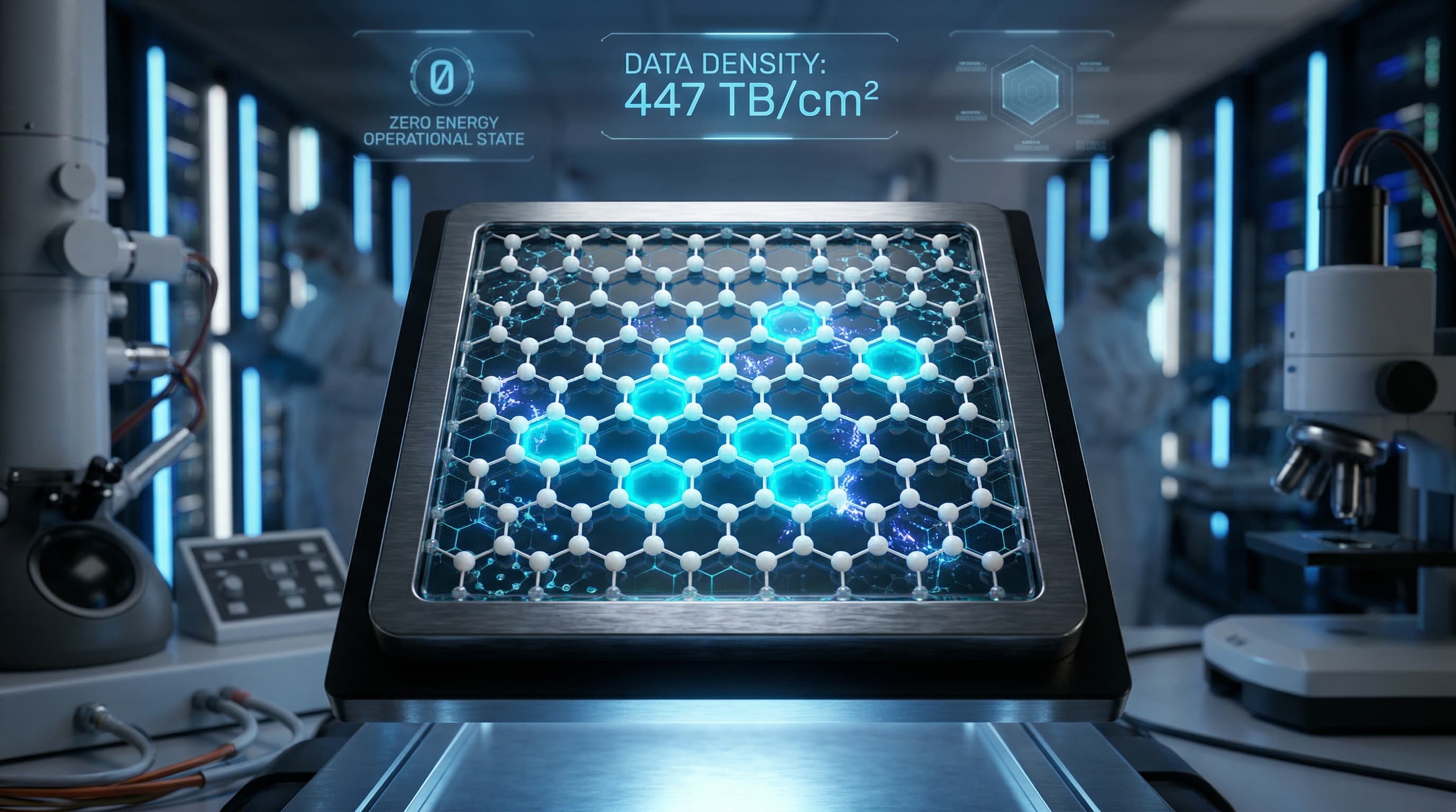 Zero-Power Atomic Memory Hits 447 TB/cm² Density