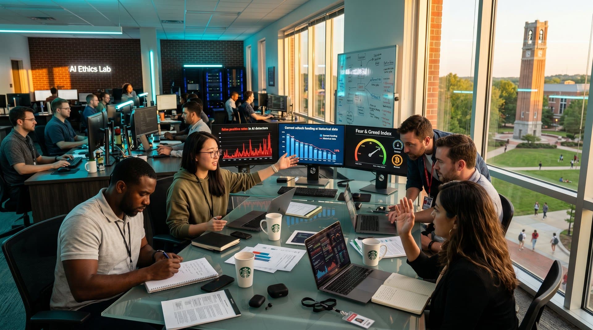 Edtech team analyzes North Carolina student AI accusation impacts in modern NC office