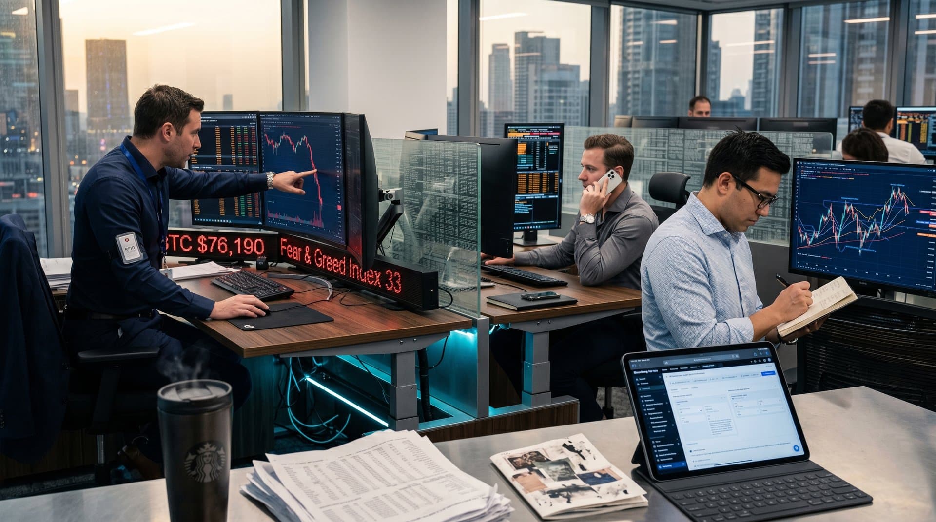 Trading desk analyzes zine anti-AI reports, creator economy charts, BTC prices amid market caution