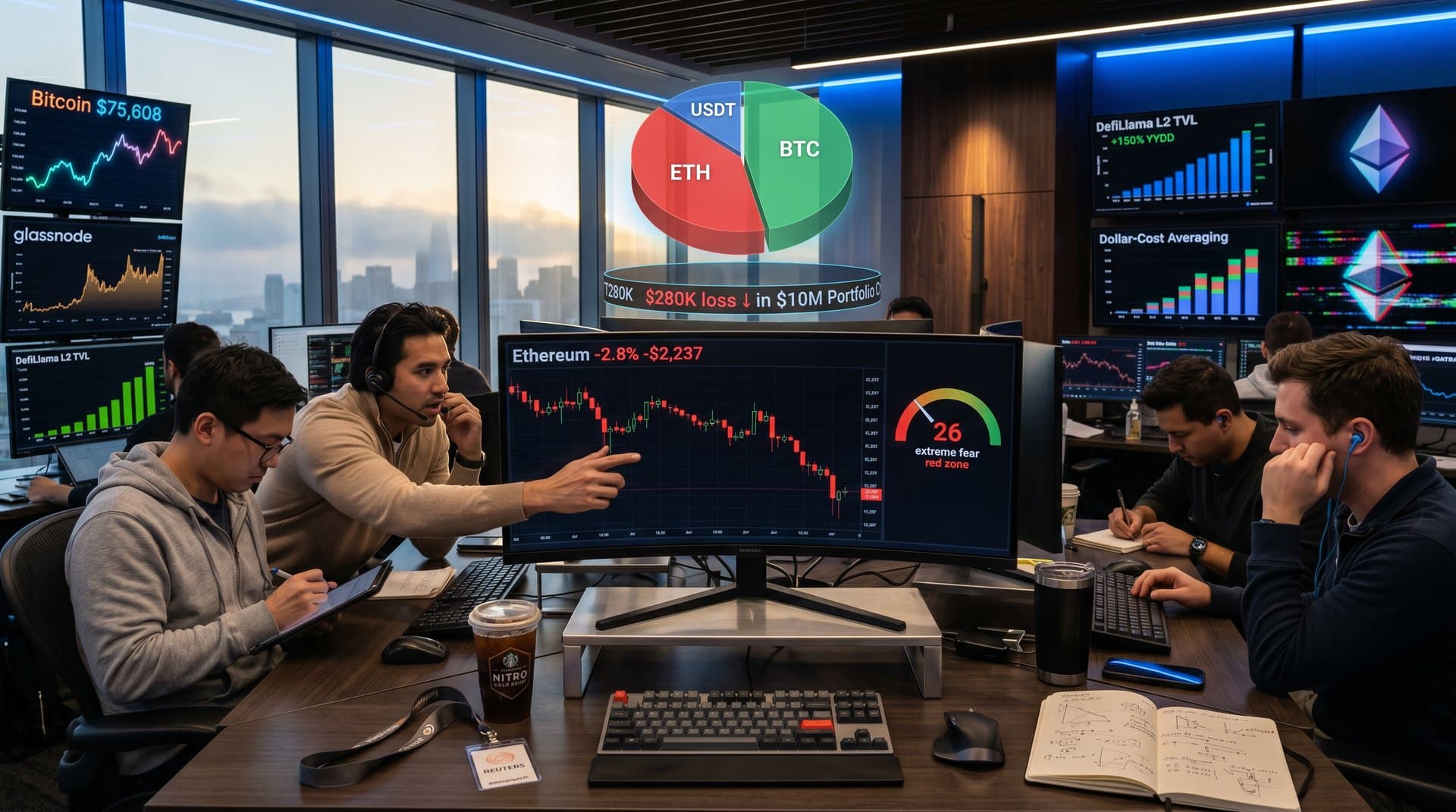Web3 execs monitor Ethereum price drop to $2,237 amid fear index 26 on treasury dashboards