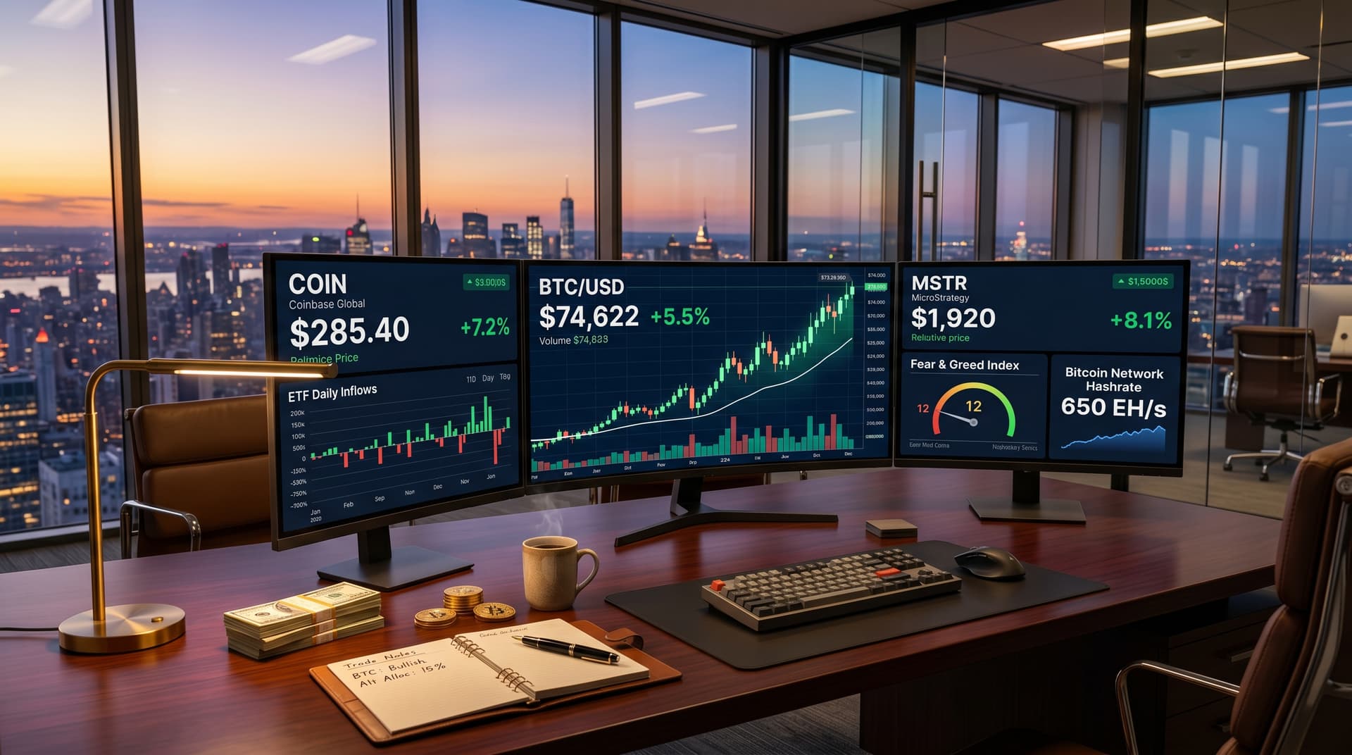 Cryptocurrency Stocks Rally 6% as Bitcoin Hits $74,622