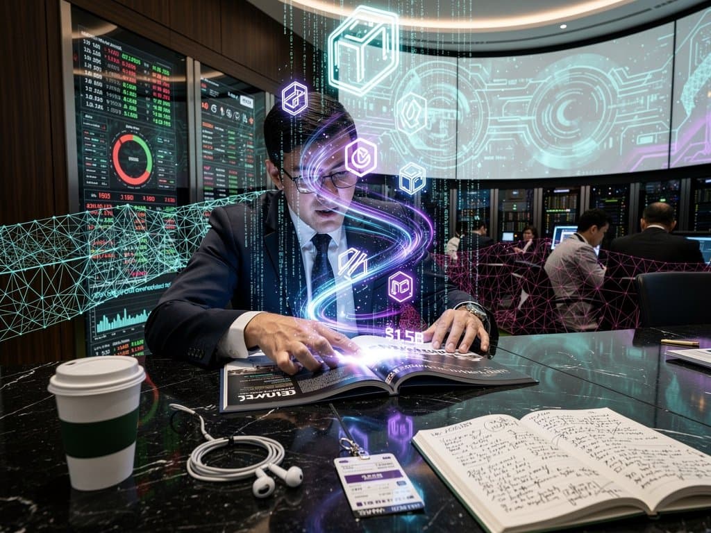 Holographic Forbes AI 50 Brink List logos with crypto market charts and AI visuals