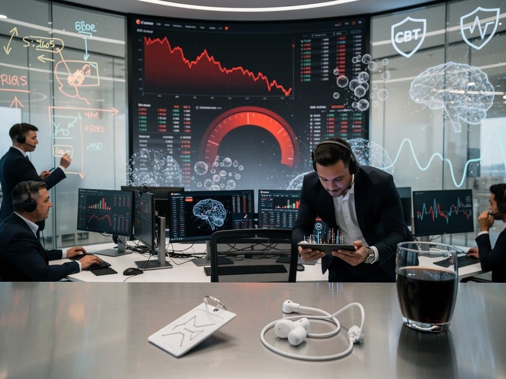 Cyber dashboard merging Crypto Fear Index 29, BTC $74,518 charts, AI wellness stress graphs, neural networks, and security shields in neon dark mode